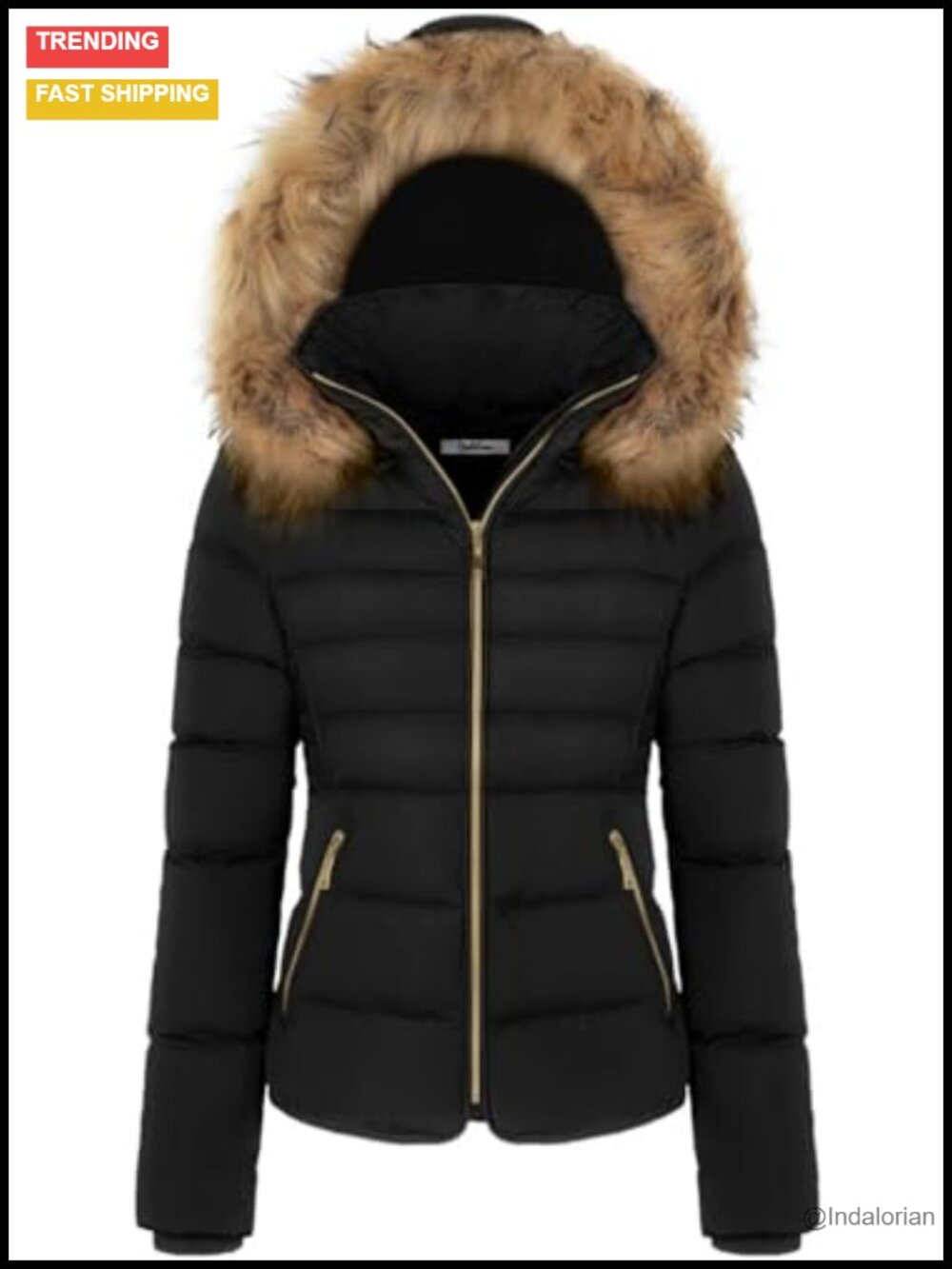 Women's Thickened Fleece Lined Puffer Coat Faux Fur Hood Winter Jacket